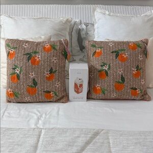 NWT Studio Curate Decorative Orange Embroidered Pattern Pillow Pair